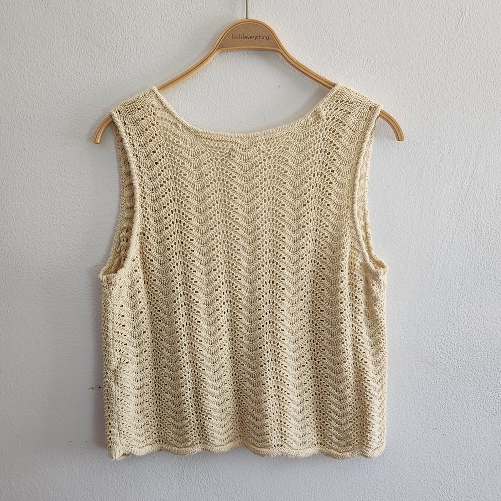 Lucky Brand Chevron Pointelle Knit Tie Front Sweater Vest Cottagecore Fairy - Picture 2 of 8